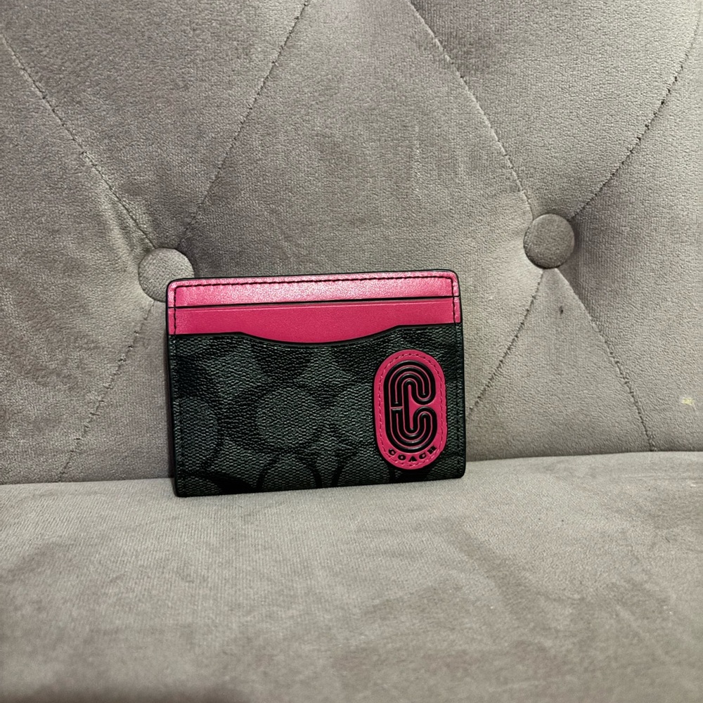 Mens coach bifold wallet card case pink
